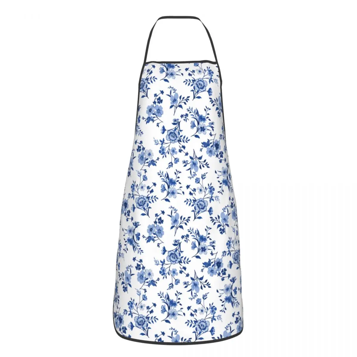 

Blue Floral Pattern Apron Cuisine Cooking Baking Painting Vintage Flowers Bibs Kitchen Antifouling Pinafore Adult