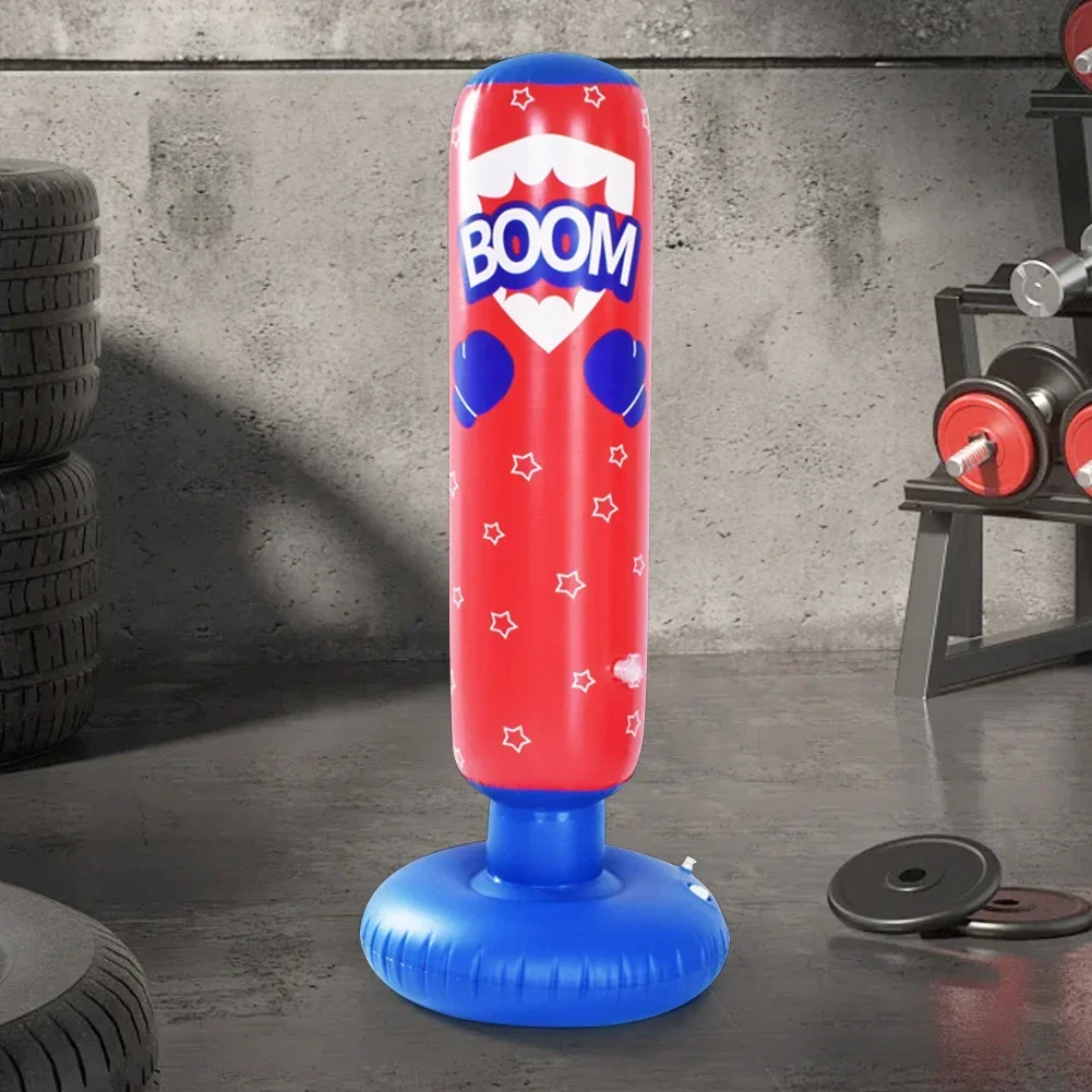 Kids Inflatable Punching Bag Free Standing Boxing Bag Thickened Tumbler Sandbag Inflation Punching Column for Boxing Training