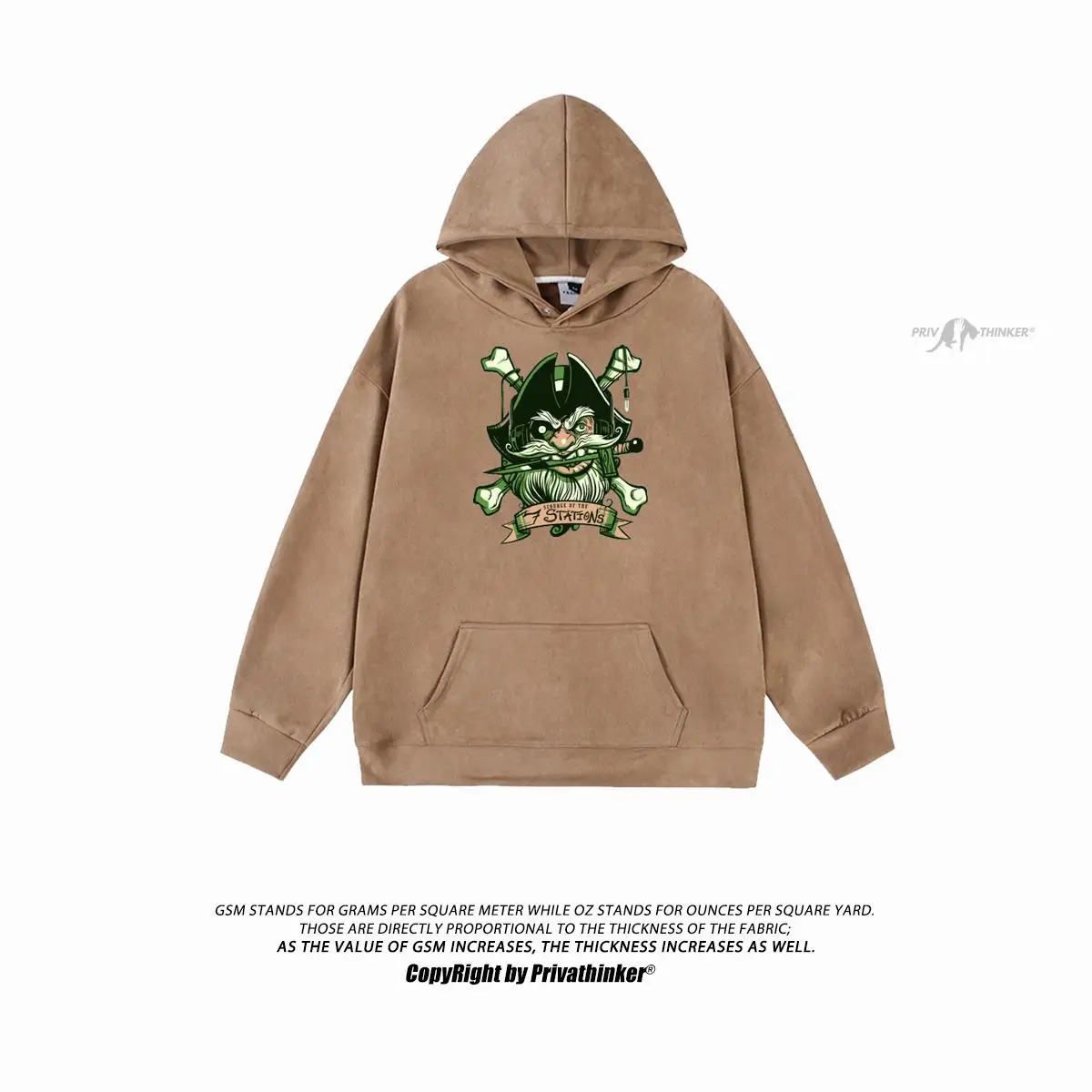 

Толстовка Женская замшевая с капюшоном и принтом пиратов