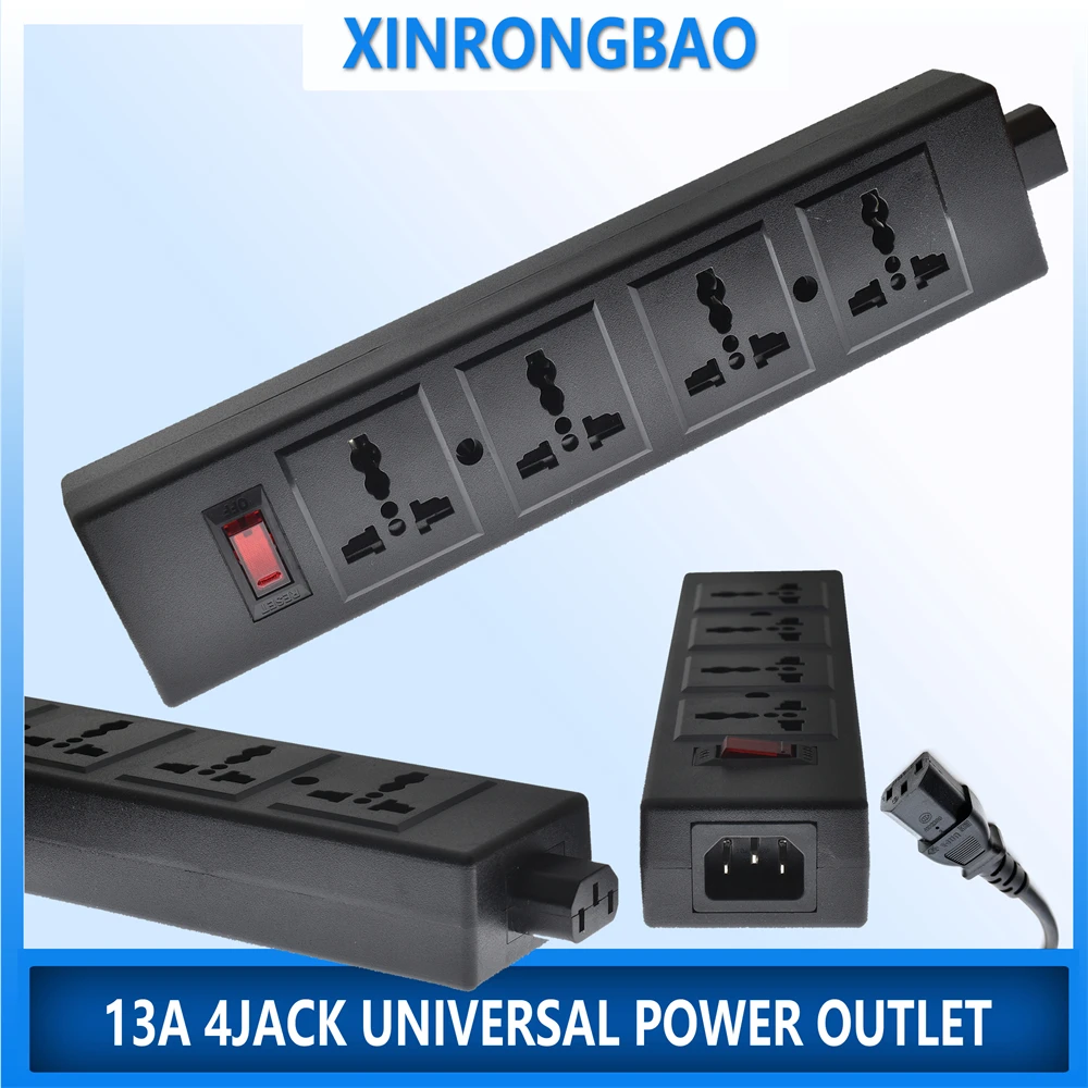 PDU IEC 320 power strip 4 Unit Universal output socket Network Cabinet Rack Switch 250v 13A IEC-C14 port Hanging socket Extender