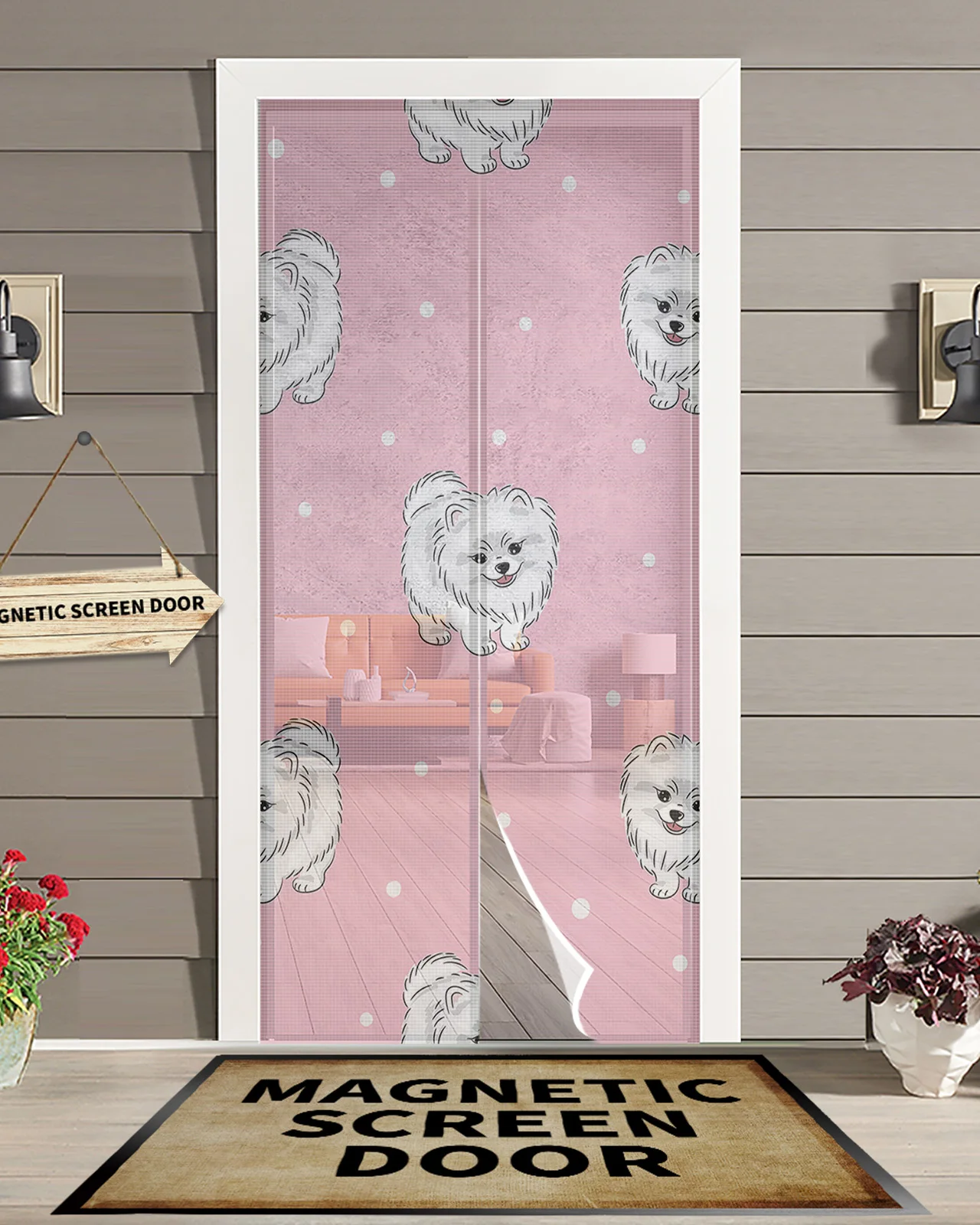 

Cartoon Pet Dog Wave Point Magnetic Mosquito Net Summer Anti Bug Fly Door Curtains Kitchen Screen Door Mesh