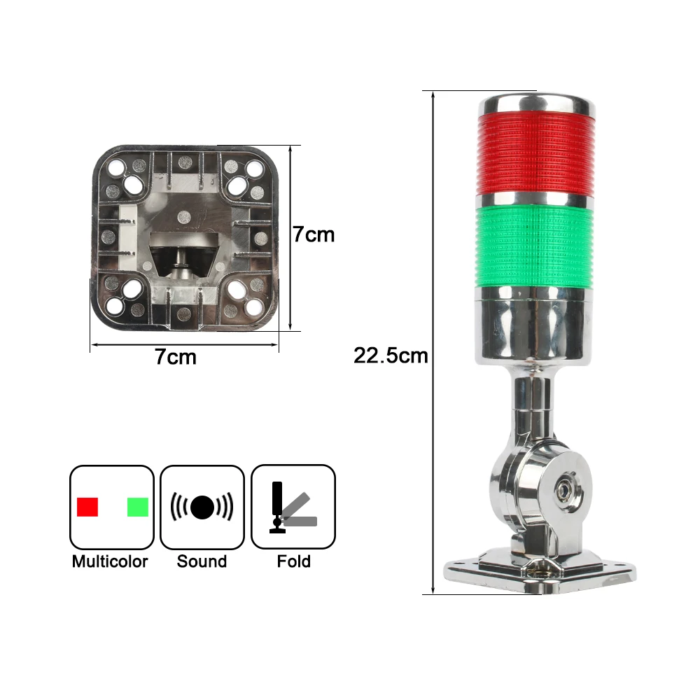 2 layers Rotatable 180 Stack light Red warning light industrial for CNC machine DC 24V 12V AC220V 110V Steady flashing LED
