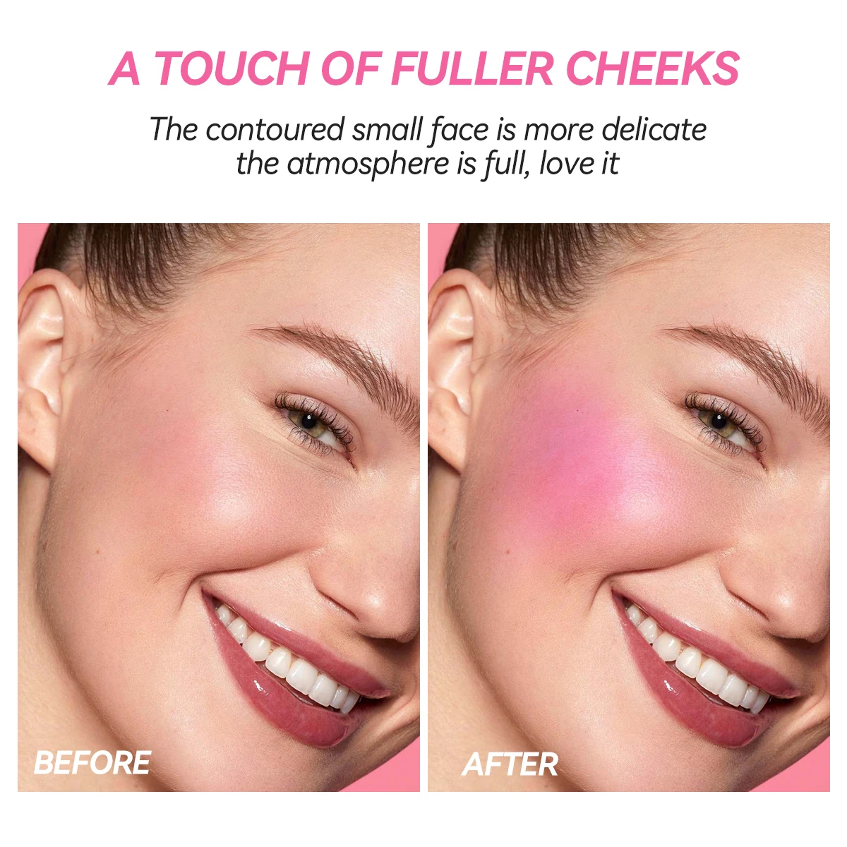 2in1 warm powder blusher, breast, lip and cheek dual purpose color change, natural and durable waterproof, brightening face 5