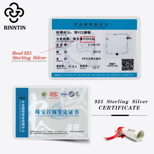 Rinntin Genuine 925 Sterling Silver Double Layer Clover Chain Anklet Lucky Clover Charm Anklets Bracelet Female Jewelry GMA02