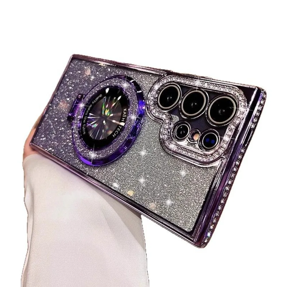 ملحقات الهاتف المحمول لسامسونج S25 الترا جراب هاتف ل S24 حجر الراين حامل الهاتف S23/A55 جراب واقٍ للهاتف