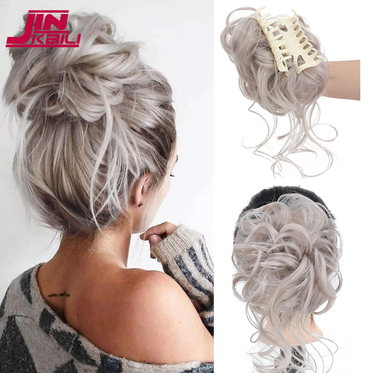 Jinkaili Synthetic Hair Bun Messy Scrunchies Hairpiece Accessories Claw  Clip Chignon Curly Fake Hair Elastic Hair Band For Women - Synthetic  Chignon(for White) - AliExpress