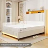 King Size Bed Frame with 51.6" Tall Headboard, Upholstered Platform Bed with Charging Station & Storage, No Box Spring Needed 6