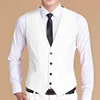 Men Vest White V Neck Solid Single Button Slim Business Formal Waistcoat Tweed Sleeveless Men Suit Vest 1