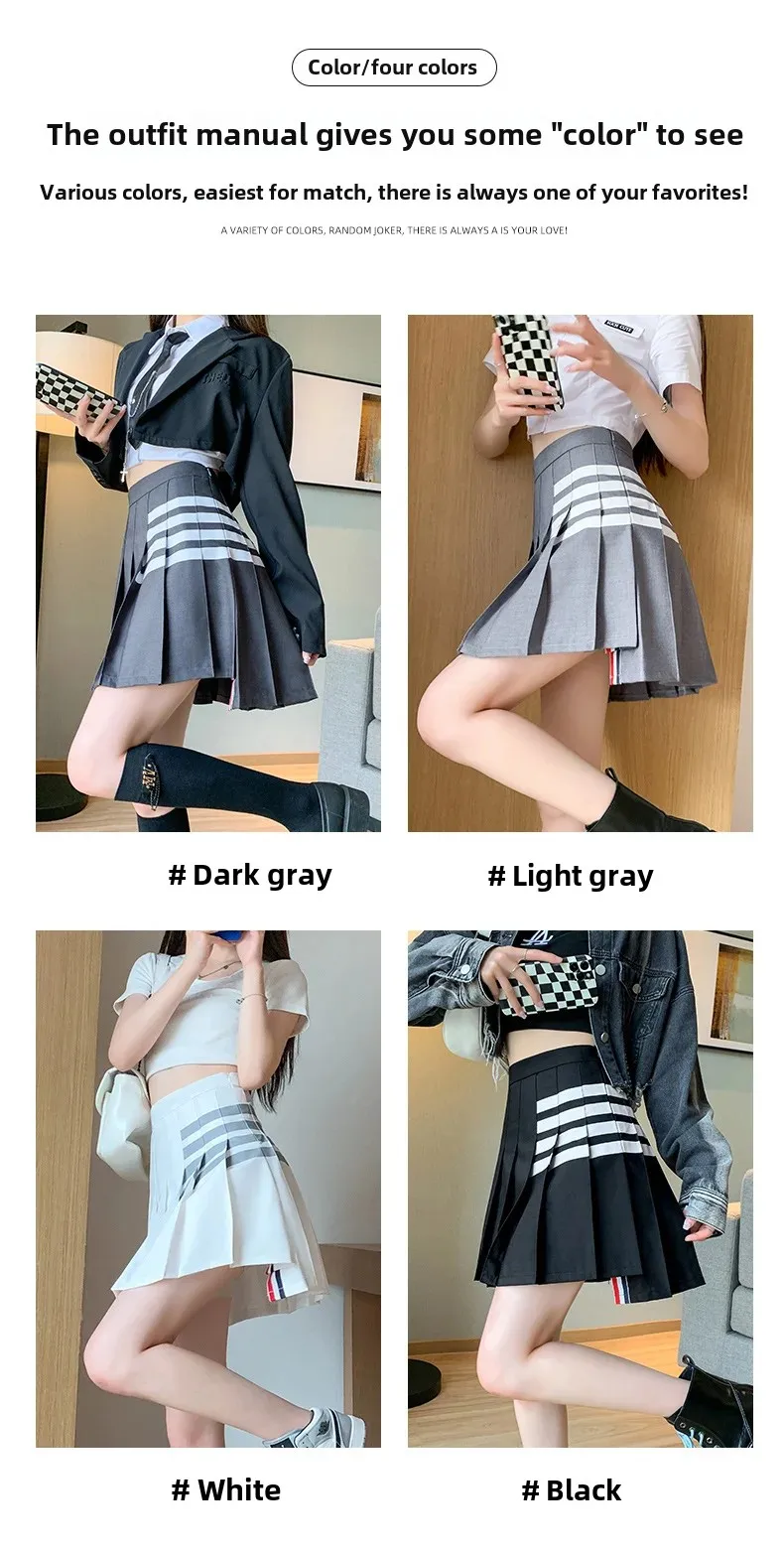 High-Waisted Mini Dress Slimming A-Line Skirt TBHigh-Waisted Quartet Pleated Dress
