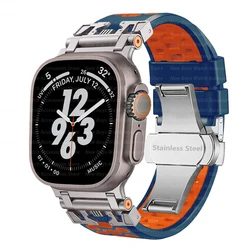 Enhanced Silicone Sport Strap for Apple Watch - Durable and Comfortable Band for Active Lifestyle (T blue orange)