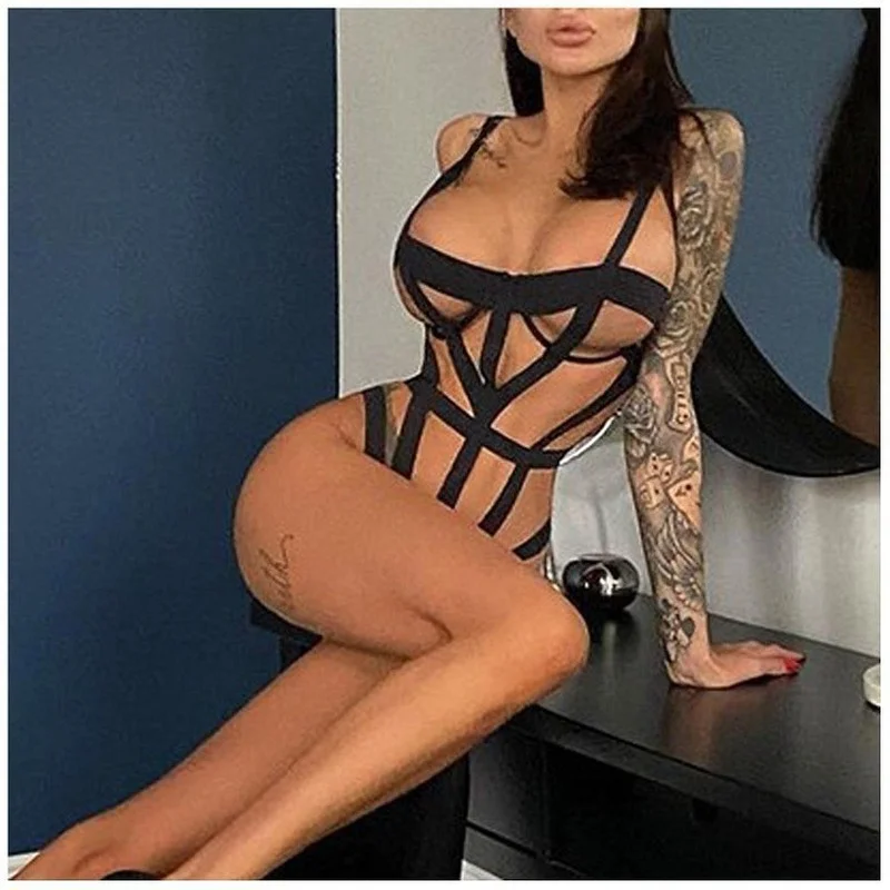 Women Bodysuit Body Harness Lingerie Sexy Hollow Out Underwear Erotic Bandage Babydoll Porno Flirting Sex Costume Clothes