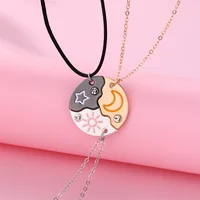 3 Pcs/set Sun Moon Star Pendant Necklace For Women Best Friend Forever Friendship BFF Necklace Adjustable Geometric Jewelry Gift 1