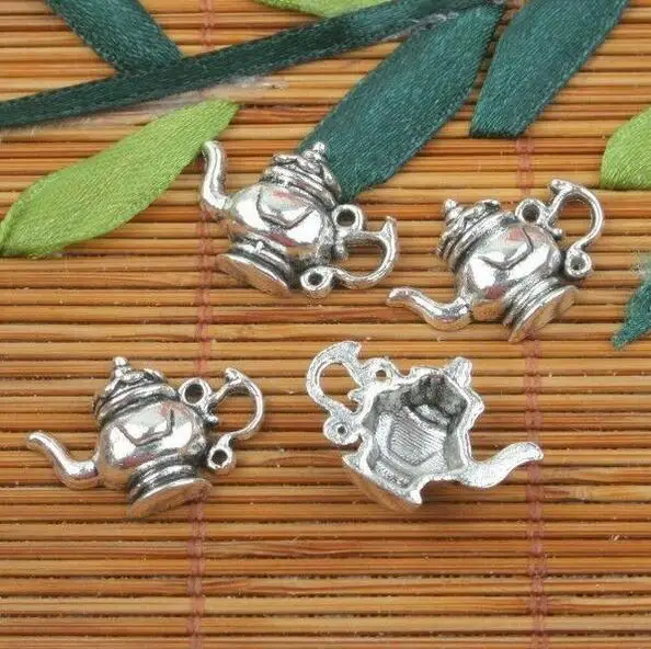 

20 шт. тибетские серебряные подвески в виде чайника X0266