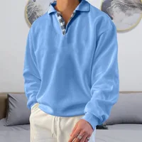 Hot Selling Long Sleeved V-neck Men's Flip Collar Loose Hoodie Men's Clothing 1