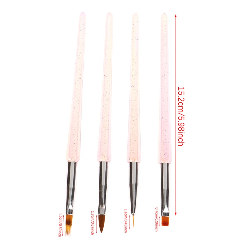 4PCS Plastic UV Gel Nail Brushes Set DIY Nail Art Liner Brush Stripe Pattern Painting Brush Kits Extension Drawing Carving Pen