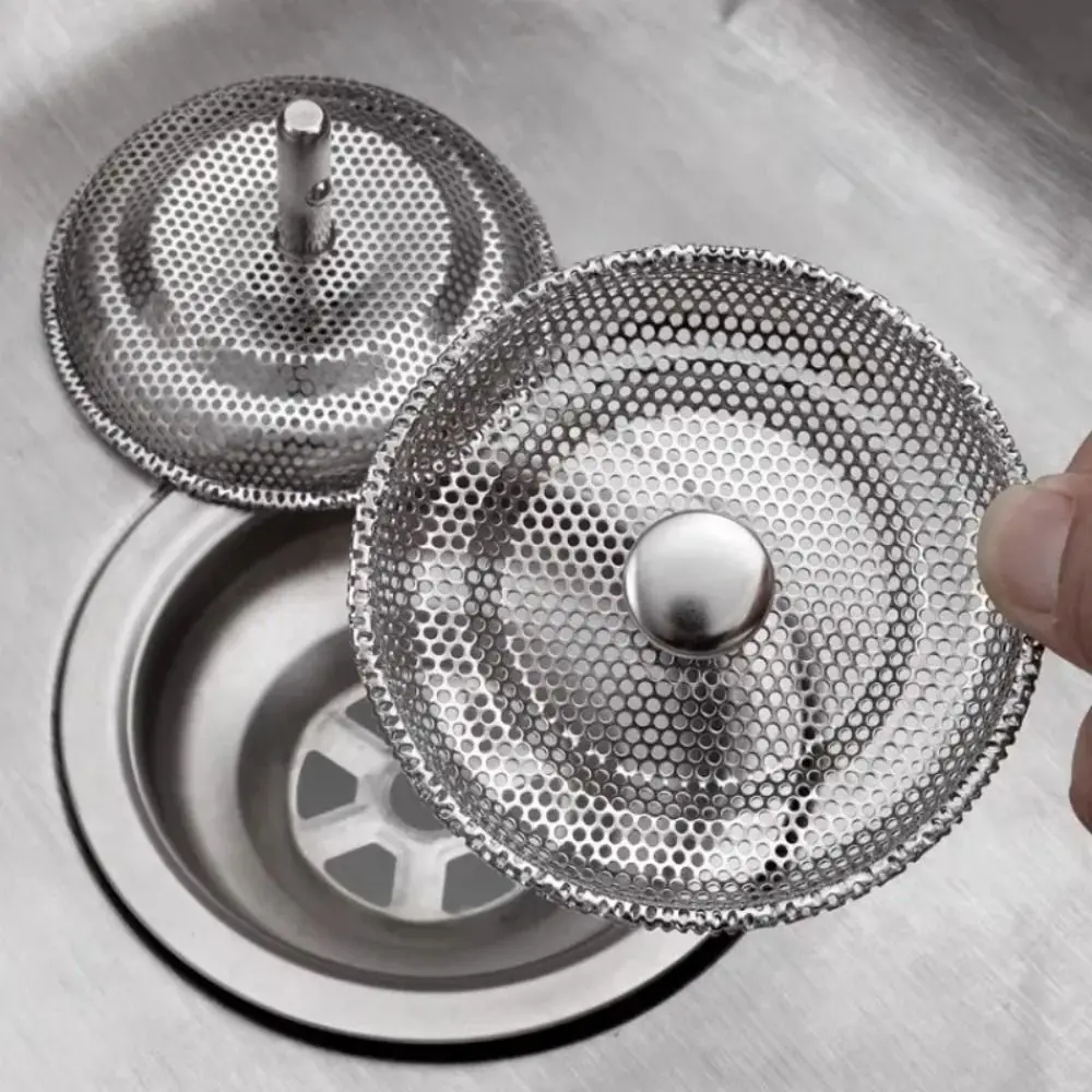 Sink Drain Filter Stainless Steel Kitchen Sink Filter Mesh Hair Catcher Water Basin Strainer Bathroom Accessories Drain Hole Trap Waste Screen
