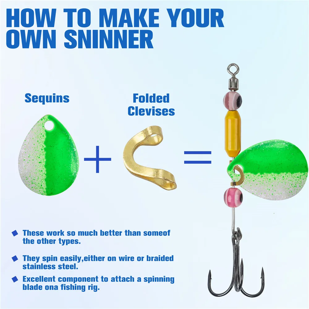 Spinnerbait Fishing Lures 100-Pack Spinner Clevises