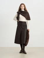 ZIQIAO 2025 Autumn Winter Women Retro Brown PU Leather Box Pleated Skirt - High Waist Midi Length A-Line Skirt for Casual - Image 4