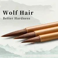 3pcs Fine Detail Art Brush Set - Handcrafted, Washable Bamboo & Mouse Hair Pens for Oil Painting, Watercolor, 1