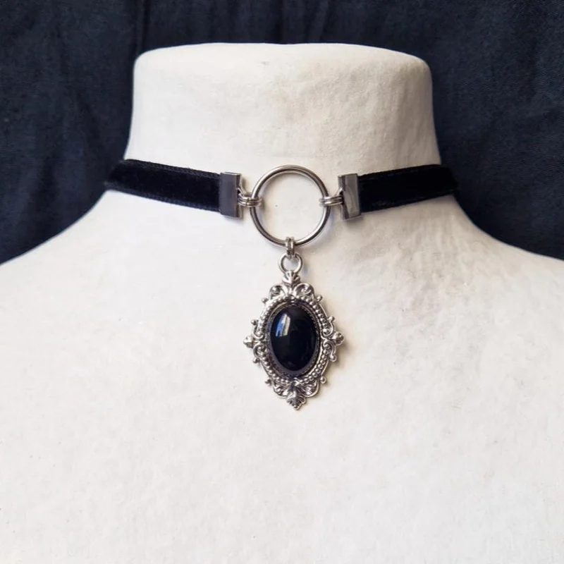 Cara Gothic Vampire Cameo Pendant Choker Necklace 5