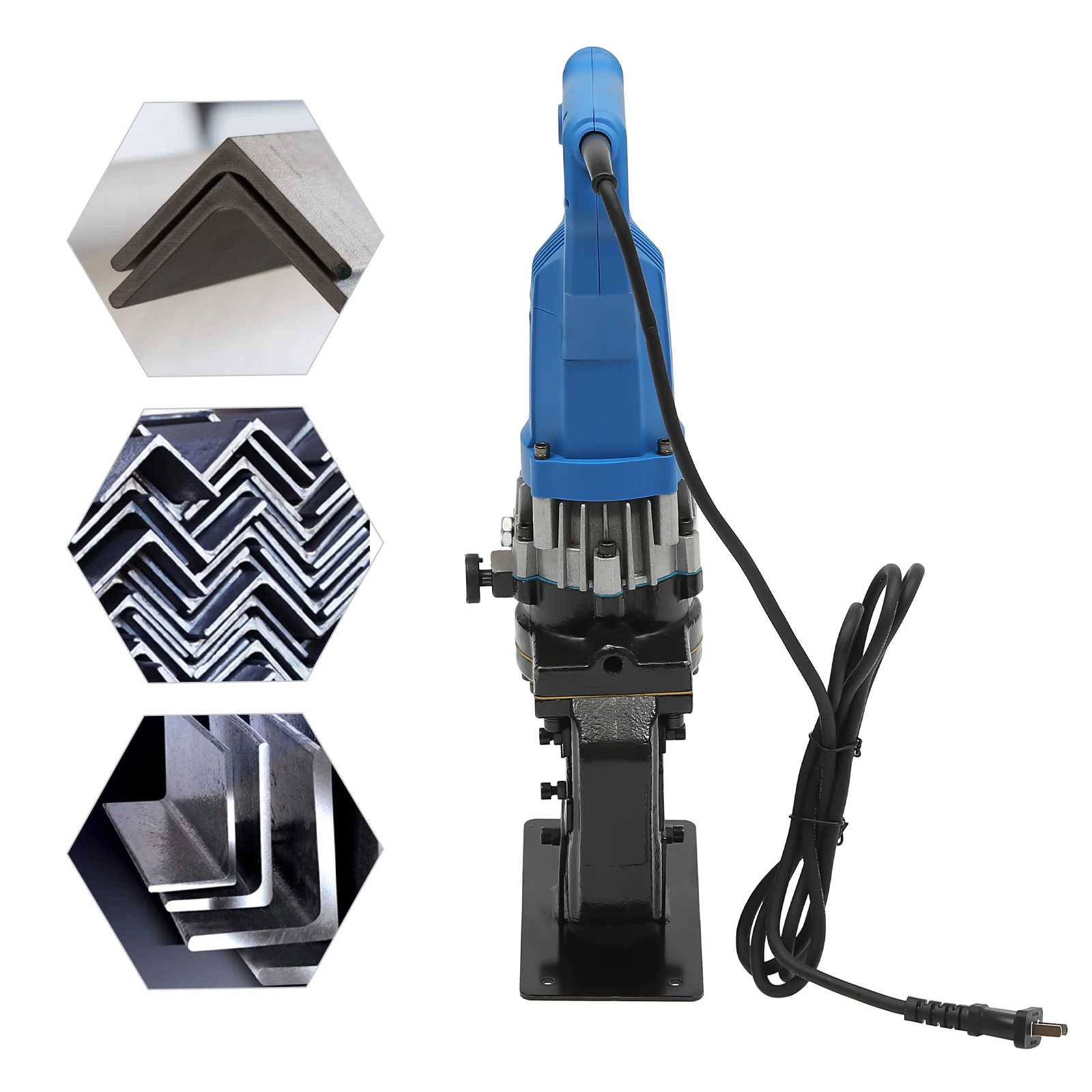 1800W Punching Machine Electric Hydraulic Metal Hole Puncher 5 Set Dies for Iron Copper Aluminum Plate Angle Steel 2