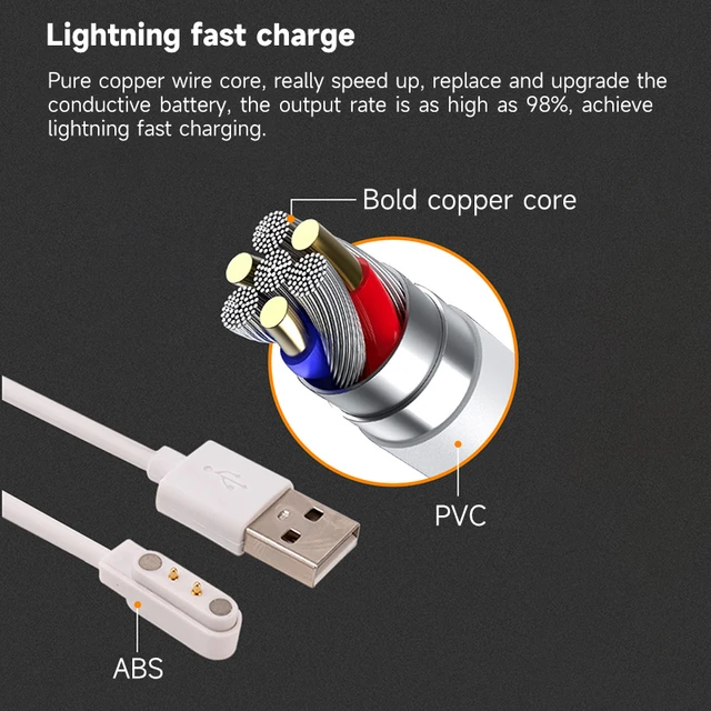 Universal 60cm 2 4pin 7,62 4,0 2,84 Space Smart Watch Cable de carga USB 2,0  macho a 4 pines Cable de cargador magnético Y95 KW18 KW88 - AliExpress