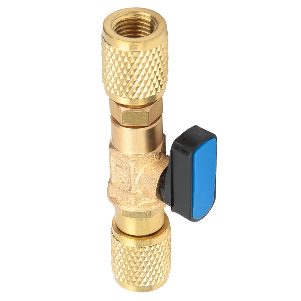 Brass Refrigeration Ball Valve Adapter Refrigerant Ball Valve Connector G1/4'' G1/4'' Refrigerant Adapter