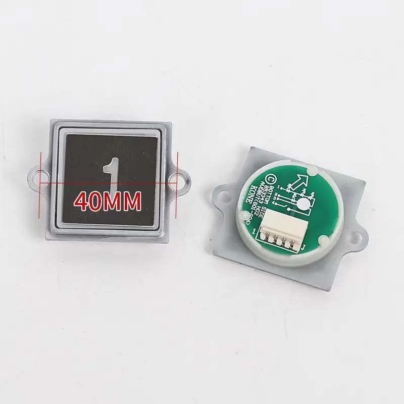 1PCS For KONE Elevator Square Pushbutton Front Rear Round Braille Stainless Steel Pushbutton With Ear White Red Light Lift Parts