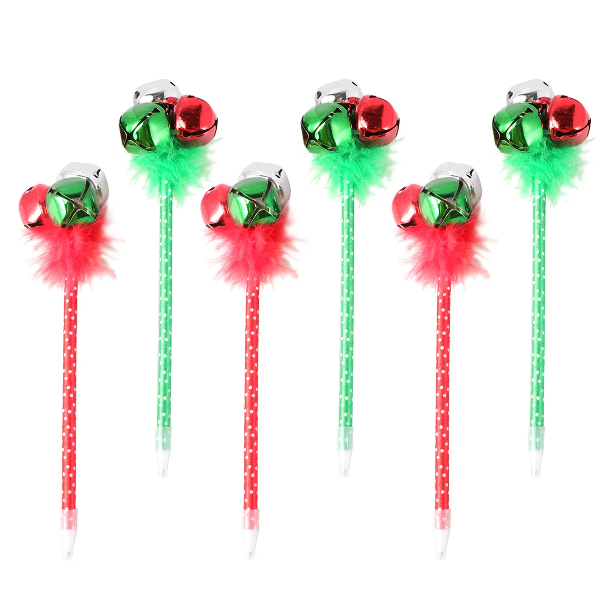 

6Pcs Red and Green Christmas Themed Jingle Bell Ballpoint Pen Christmas Holiday Festive Party Favors Gift Pens