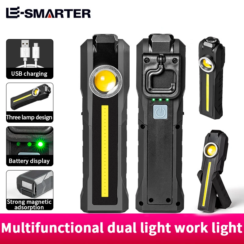 Magnetic COB Flood Working Light Portable LED Flashlight USB Rechargeable 4 Lighting Modes Emergency Torch Repair Lamp With Hook led flood light work lamp