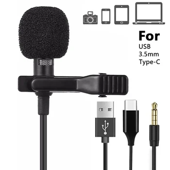 Mini microfono lavalier da 3,5 mm USB tipo C clip-on microfon condensatore lavalier fascetta Mikrof per cellulare smartphone PC laptop microfono