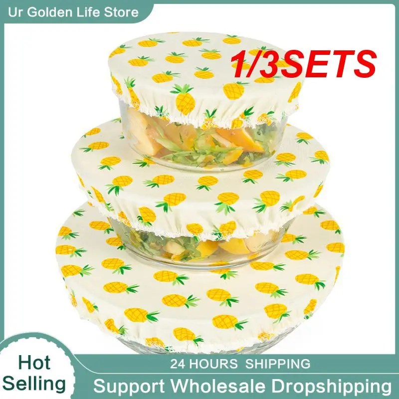 Cotton Bowl Cover Stretchable Lid For Bowls Reusable Space-saving Ecofriendly Breathable Dust Cover 1/3SETS