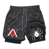 Men's Anime Hunter x Hunter Gym Shorts Bilayer 2-in-1 Breathable Quick-drying Absorb Sweat Sports Short Gym Jogging Pants 1