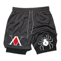 Men's Anime Hunter x Hunter Gym Shorts Bilayer 2-in-1 Breathable Quick-drying Absorb Sweat Sports Short Gym Jogging Pants 1