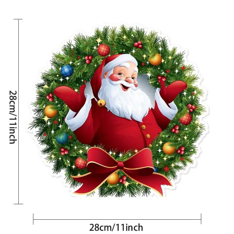 Merry Christmas Santa Claus Wreath Pattern Pvc Sticker Window Wall Sticker Living Room Home Party New Year Stickers Decor wall stickers,wall sticker