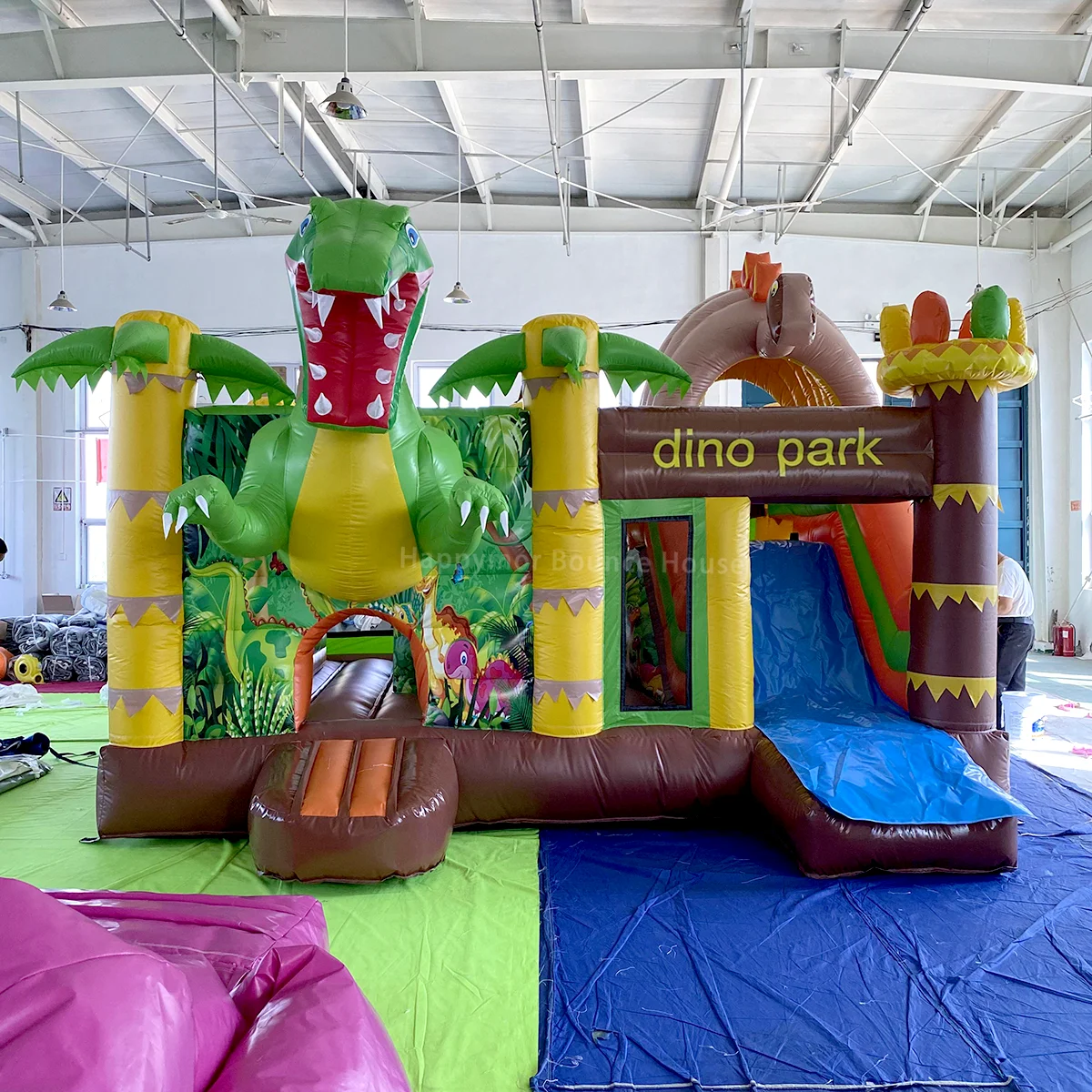 Dino Park Inflatable Combo Jumping Castle With Slide For Kids Birthday