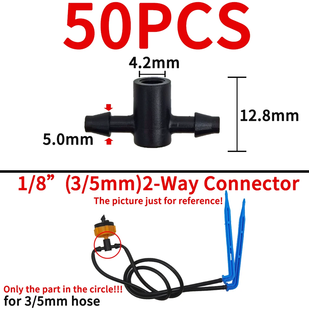 WUJIE Garden Water Connector Drip Irrigation for 1/4'' & 1/8'' Tubing Hose Accessories Joint Barbed Tees Cross Eng Plug Adaptors 5