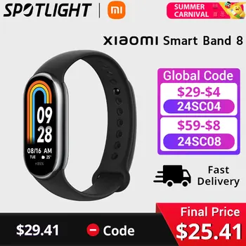 글로벌 버전 샤오미 미 밴드 8, 혈액 산소 피트니스 트래커, 방수 1.62 아몰레드 스크린, 스마트 밴드, 월드 프리미어