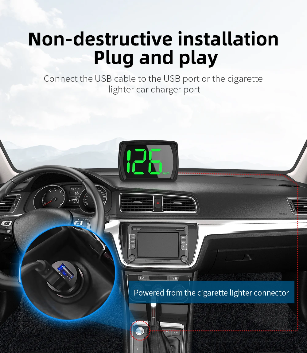  GPS KMH HUD  ӵ  ÷, ڵ  ׼,   ū ۲ ӵ 跮, 2.8 ġ