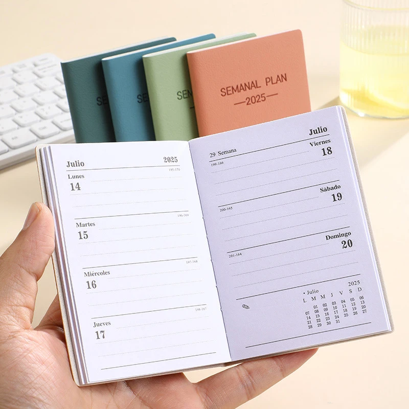 Portable A6 A7 Agenda Book Simple Mini Morandi Color Notebook Daily Weekly Monthly Planner Notebook To Do List Notepad