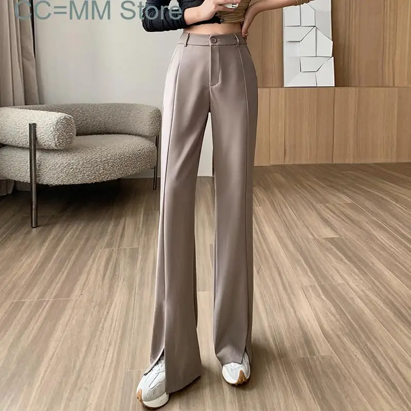 New Split Leg Suits Pants for Women Elegant Office Ladies Fashion High Waisted Pants Causal Wide Leg Flare Work Trousers