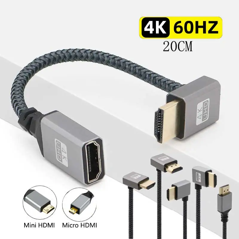 Cavo di prolunga da maschio a femmina compatibile con HDMI 4 k60hz Micro/Mini adattatore compatibile con HDMI prolunga cavo sinistro/destro/su/giù