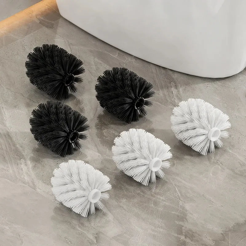 3pcs Toilet Brush Bathroom Brush Cleaning Toilet Household Head No Dead Corners White and Black Replacement Head bathroom accessories toilet brush set