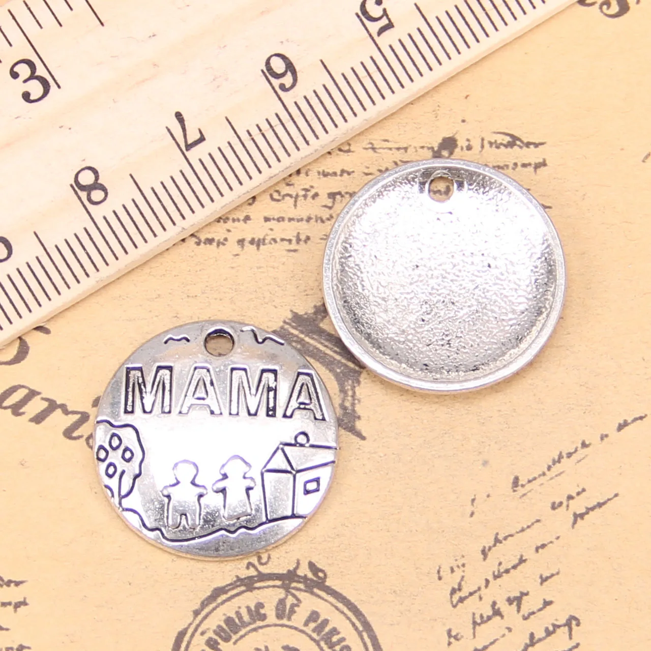 

48 шт. Ювелирные изделия Подвески Мама Дети дом 22 мм антикварные посеребренные Подвески Сделай Сам искусство ручной работы