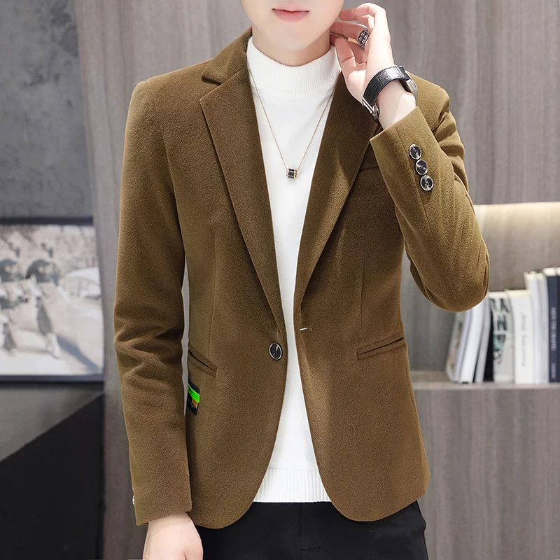 

2023 Spring Men Blazers Luxury Solid Casual Slim Suit Jacket Business Social Office Dress Coat Streetwear Jacket Men Clothing