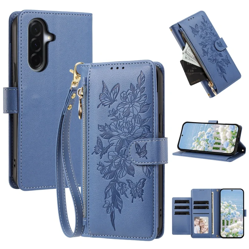 Zipper Leather Wallet Phone Case with Card Holder