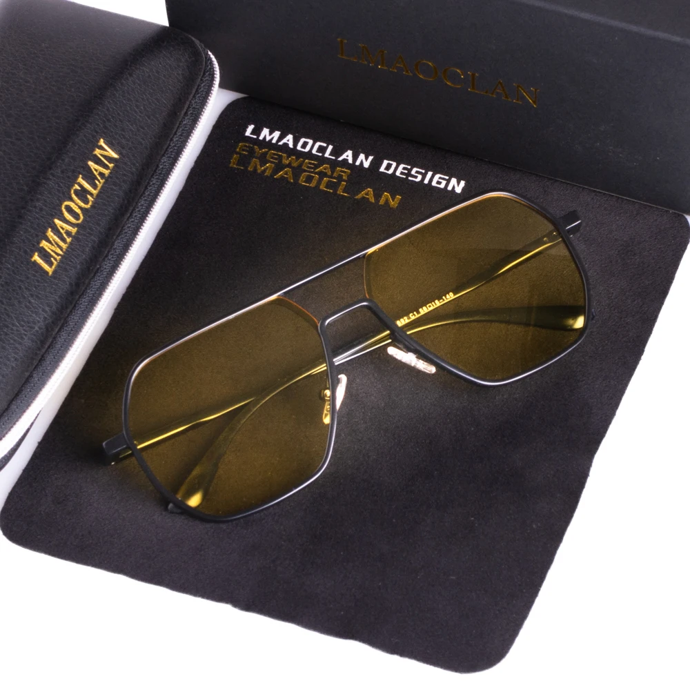 Aluminium Magnesium Mens Polarized Night Vision Driving Fishing Glasses Brand Designer Yellow Lens Goggles