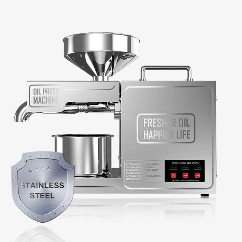 

New Intelligent Temperature Control Oil Press Automatic Home Stainless Steel Cold Pressing Flaxseed Peanut Coconut Oil Press