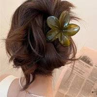 Women's Laser Mermaid Princess Flower Shaped 8cm/3.15in Large-Size Brown Beige Lightweight Plastic Hair Clips Fashionable And 6