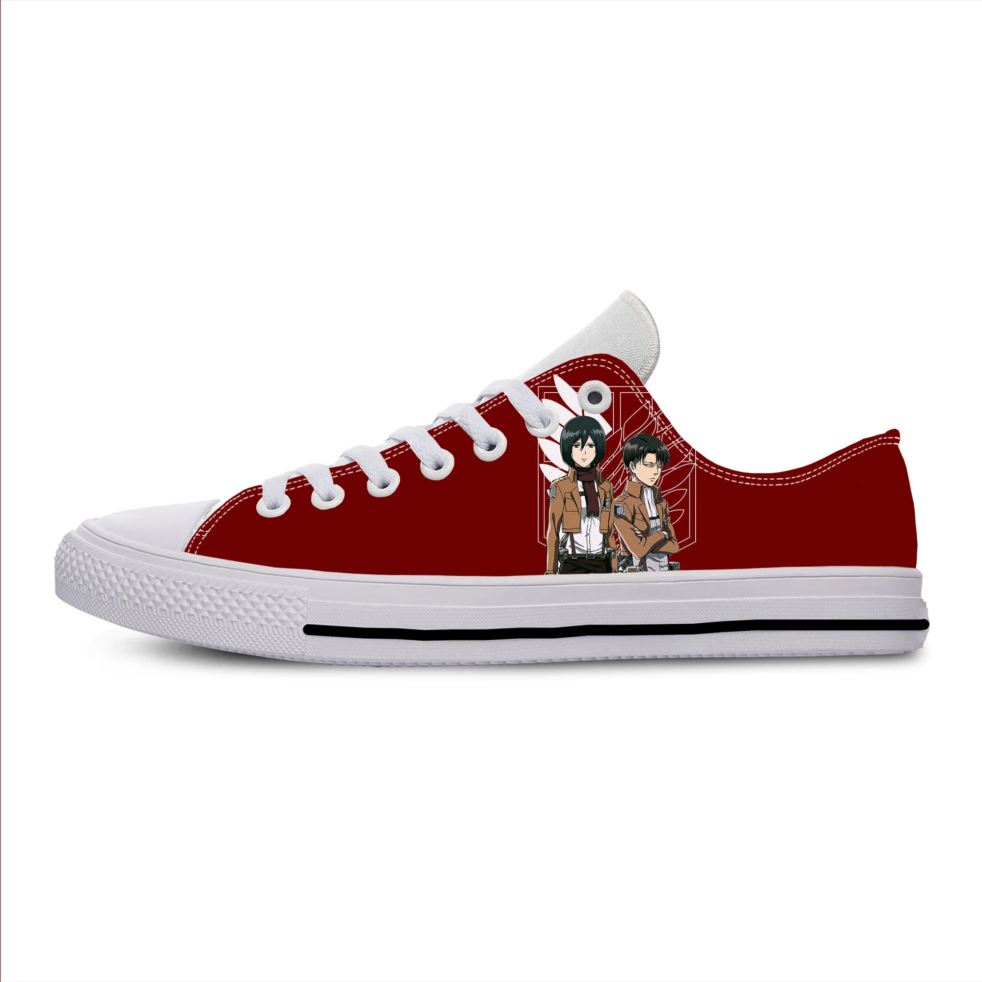 

Japanese Anime Attack On Titan Mikasa Ackerman Casual Cloth Shoes Low Top Breathable Lightweight 3D Print Men Women Sneakers
